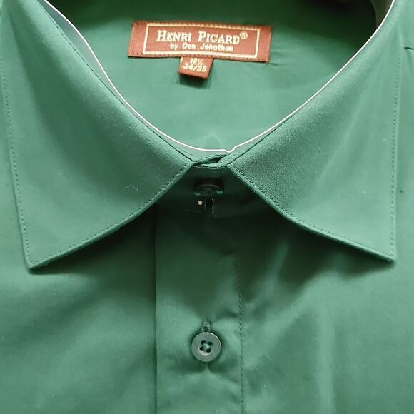 HENRI PICARD BY DON JONATHAN HUNTER GREEN DRESS SHIRT. - Picture 3 of 3